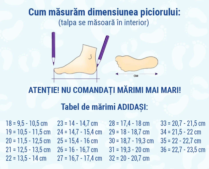 Tabel de marimi ADIDASI
